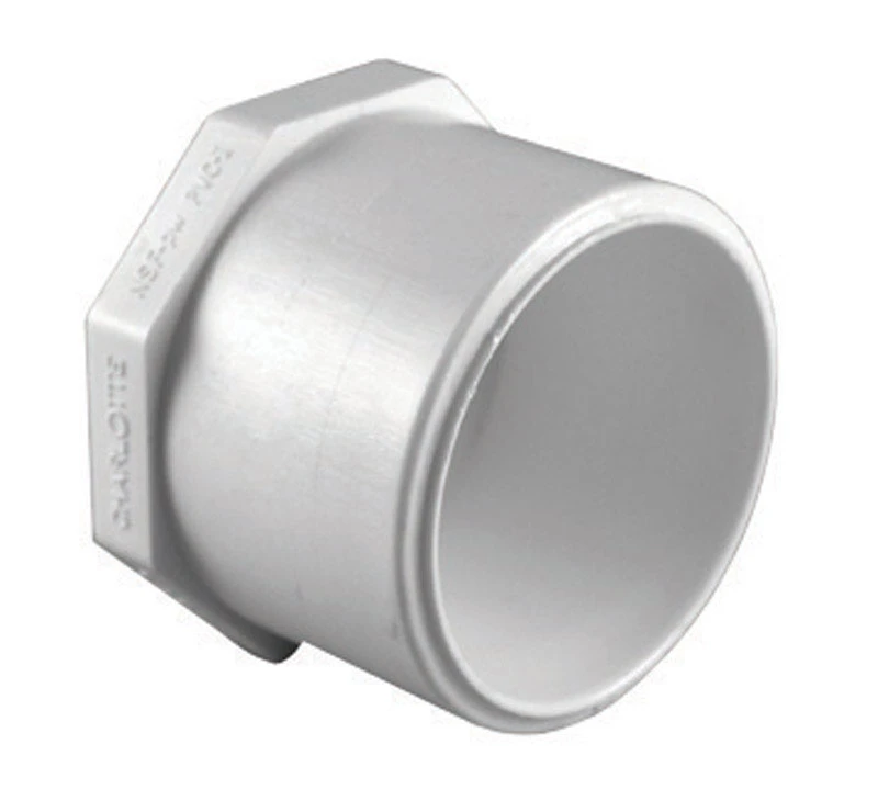 Schedule 40 PVC Plug Spigot, White, 1 In.