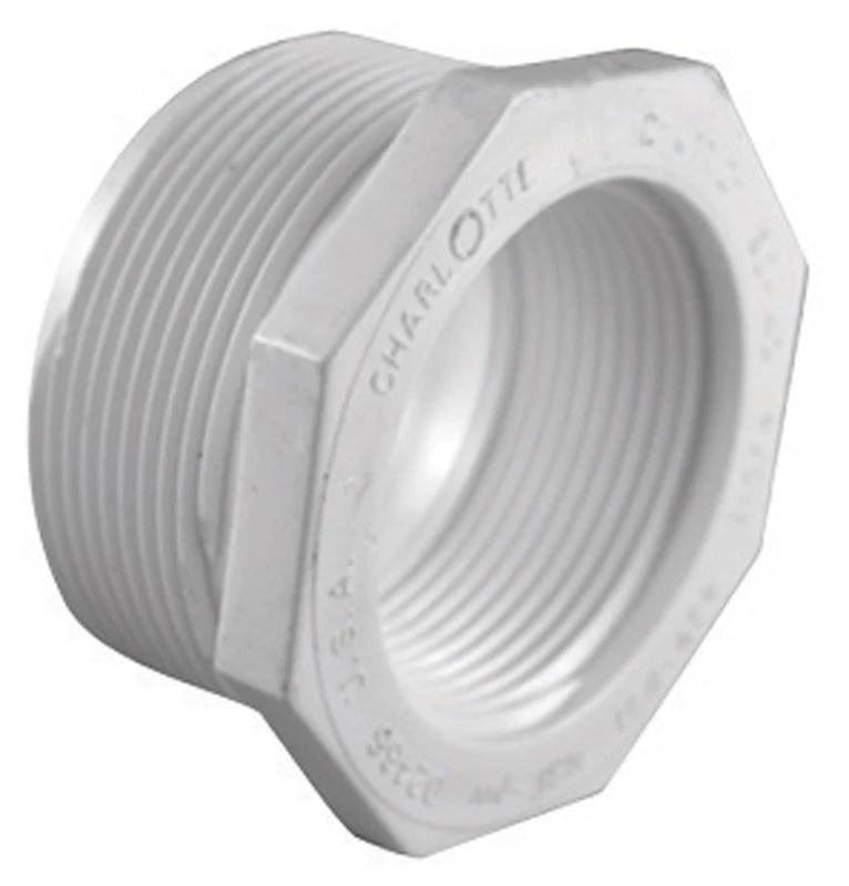 Schedule 40 PVC Pressure Reducer Bushing, White, 1-1/2 x 1-1/4 In.