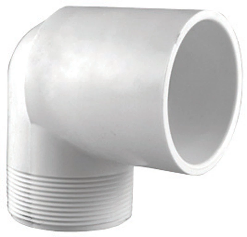 Schedule 40 PVC Street Elbow, 90 Degrees, White, 2 In. MPT