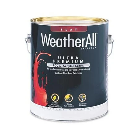 Ultra Premium Exterior WeatherAll Latex Paint, Flat Tint Base, 1-Gallon