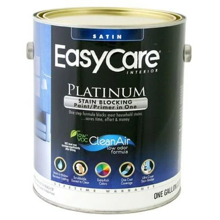 Platinum Interior Paint & Primer + Stain Blocker, Pure White Pastel Base Satin Latex, Qt.