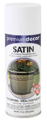 Premium White Satin Decor Spray Paint, 12 Ounce Can