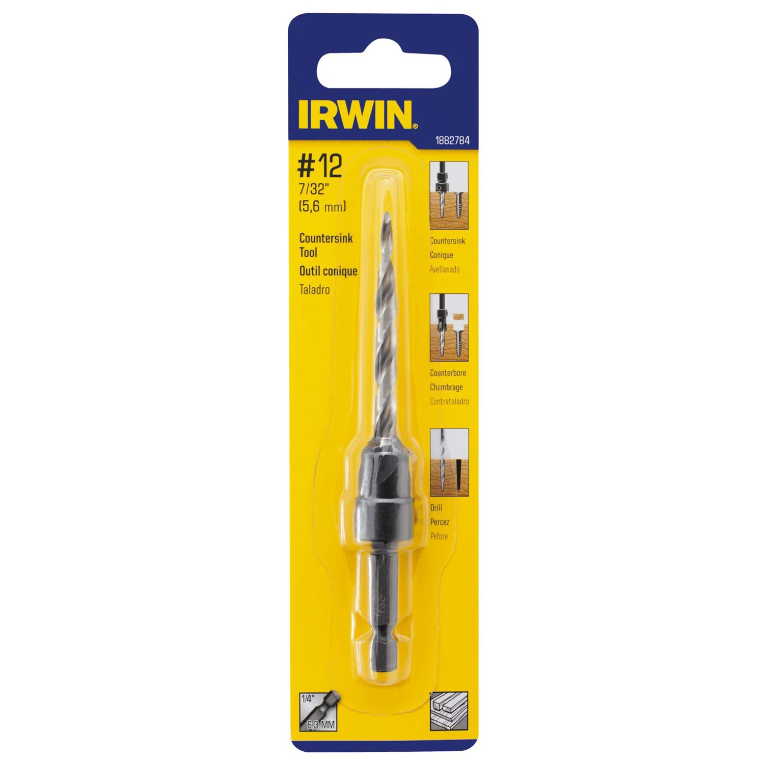 #12 - 7/32 In. High Speed Steel Wood Countersink With Quick-change Hex Shank