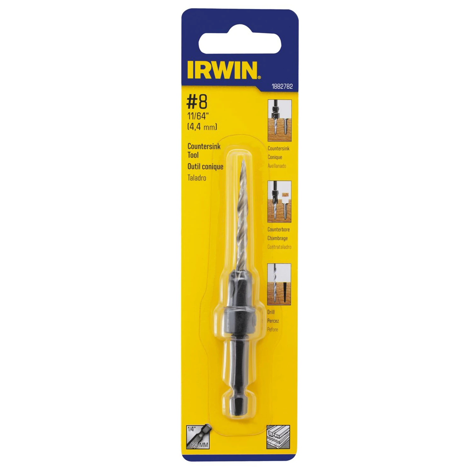 #8 - 11/64 In. High Speed Steel Wood Countersink With Quick-change Hex Shank