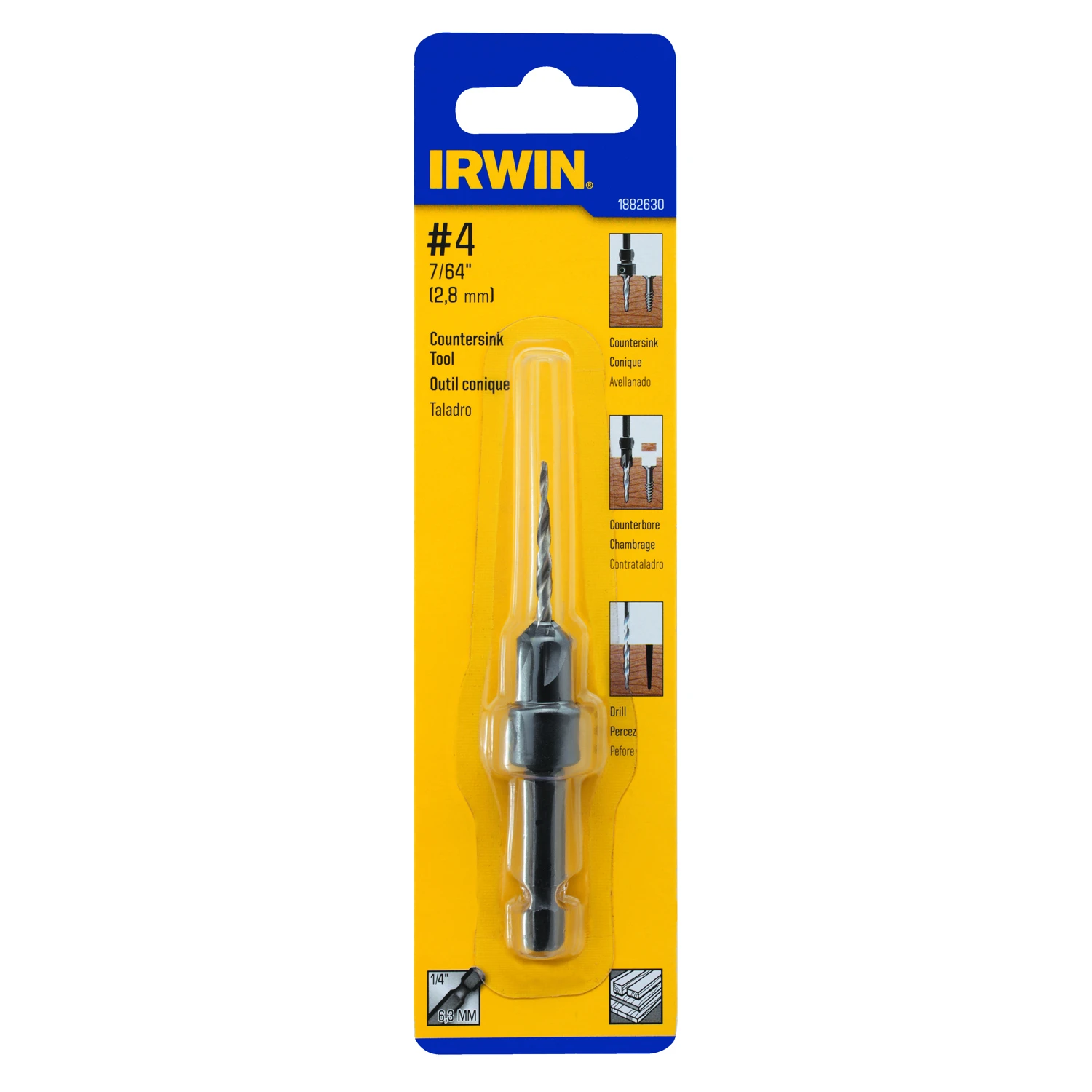 #4 - 1/8 In. Wood Countersink With 1/4 In. Hex Quick Change Shank