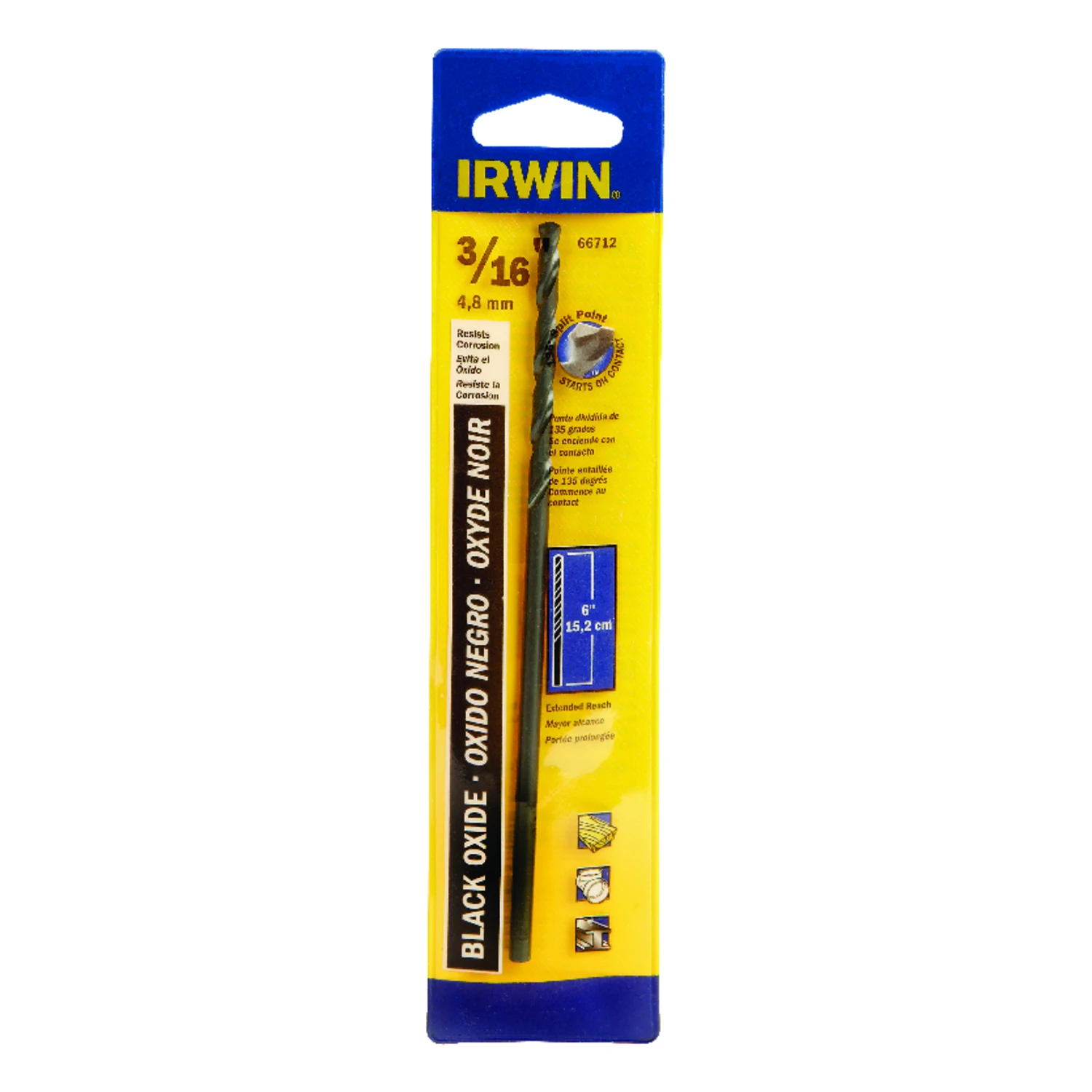 3/16 In. X 6 In. M-2 Black Oxide Extended Length Drill Bit