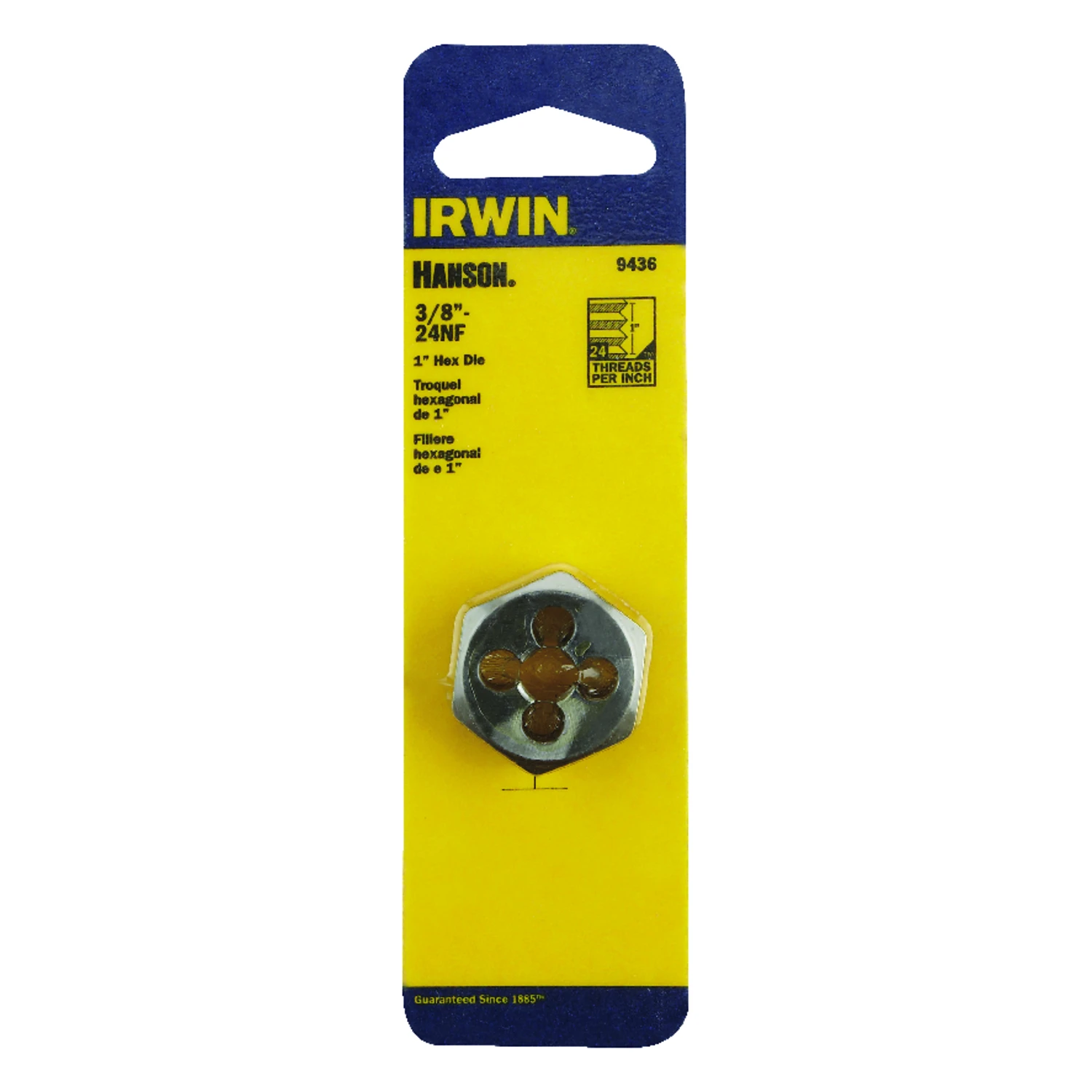 Hanson High Carbon Steel Sae Hexagon Die 3/8 In. - 24 National Fine Thread