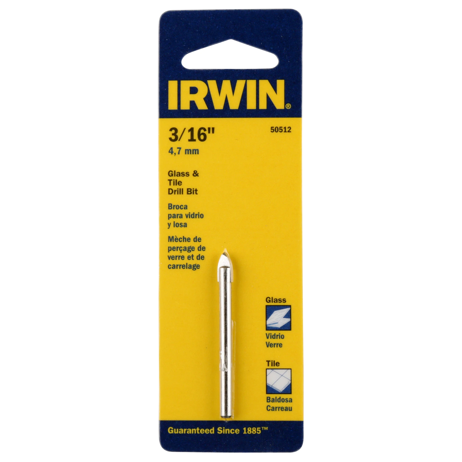 Glass & Tile Drill Bit, Carbide Tip, 3/16 In.