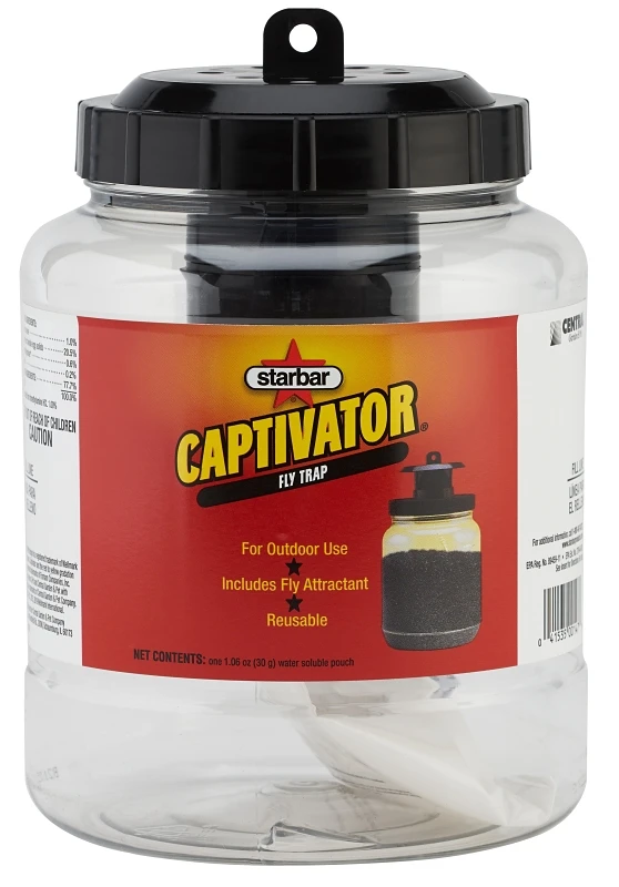 Captivator Reusable Outdoor Fly Trap With Attractant - 2 Quart Capacity