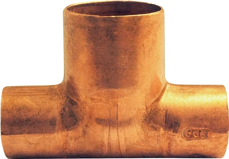 Copper Pipe Tee, 1/2 x 1/2 x 3/4 In. CxCxC
