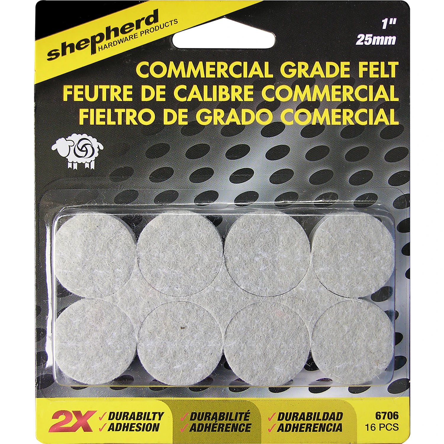 Self Adhesive Felt Pads, 1-In., Round, Gray, Extra Heavy-Duty, 16-Pk
