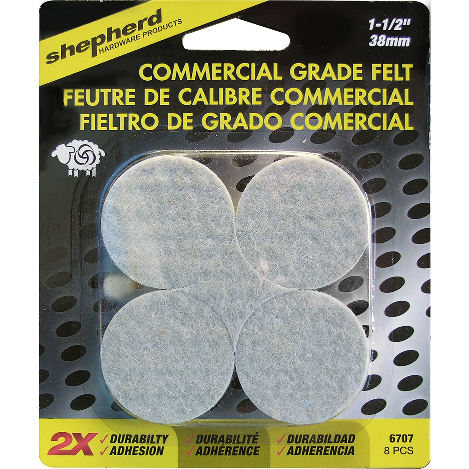 Self Adhesive Felt Pads, 1-1/2-In., Round, Gray, Extra Heavy-Duty, 8-Pk
