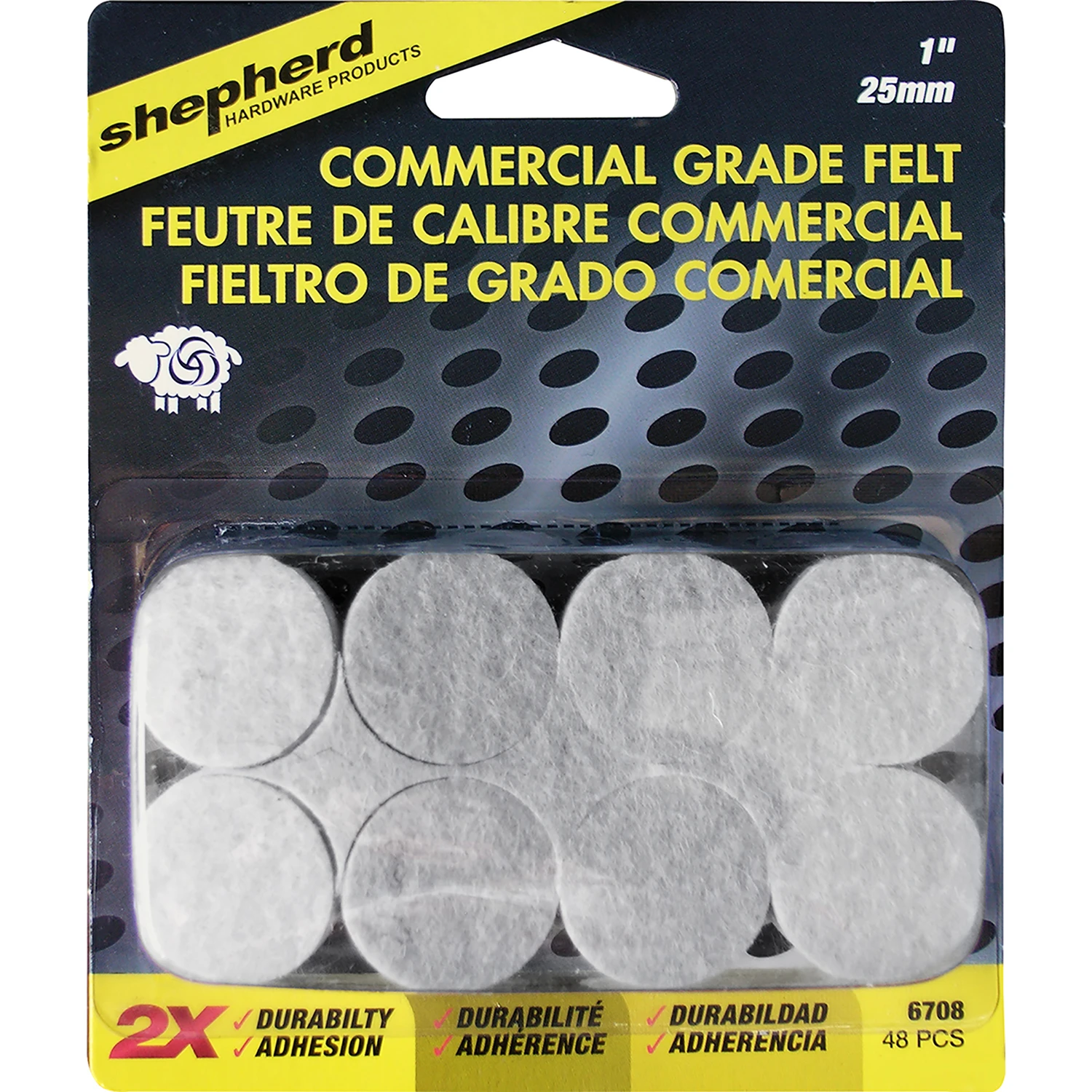 Self Adhesive Felt Pads, 1-In., Round, Gray, Extra Heavy-Duty, 48-Pk