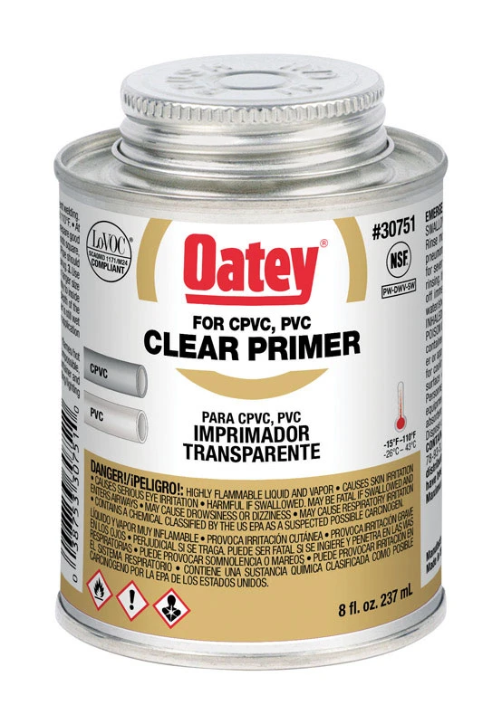 8 Oz. Clear Pipe And Fitting Primer For Pvc/cpvc - Low Voc