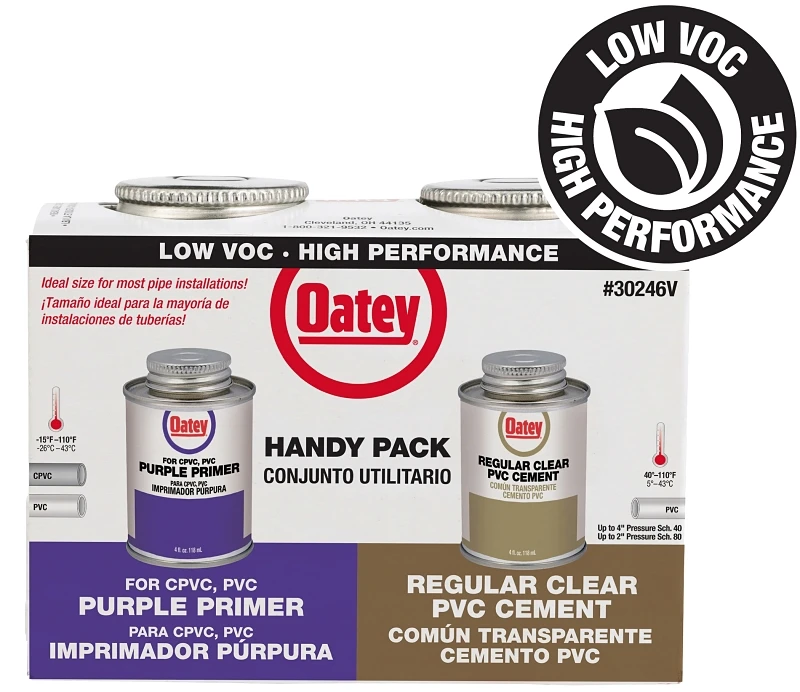 Handy Pack Pipe Cement Weld Kit, 4 oz. Purple Primer + 4 oz. Clear PVC Cement
