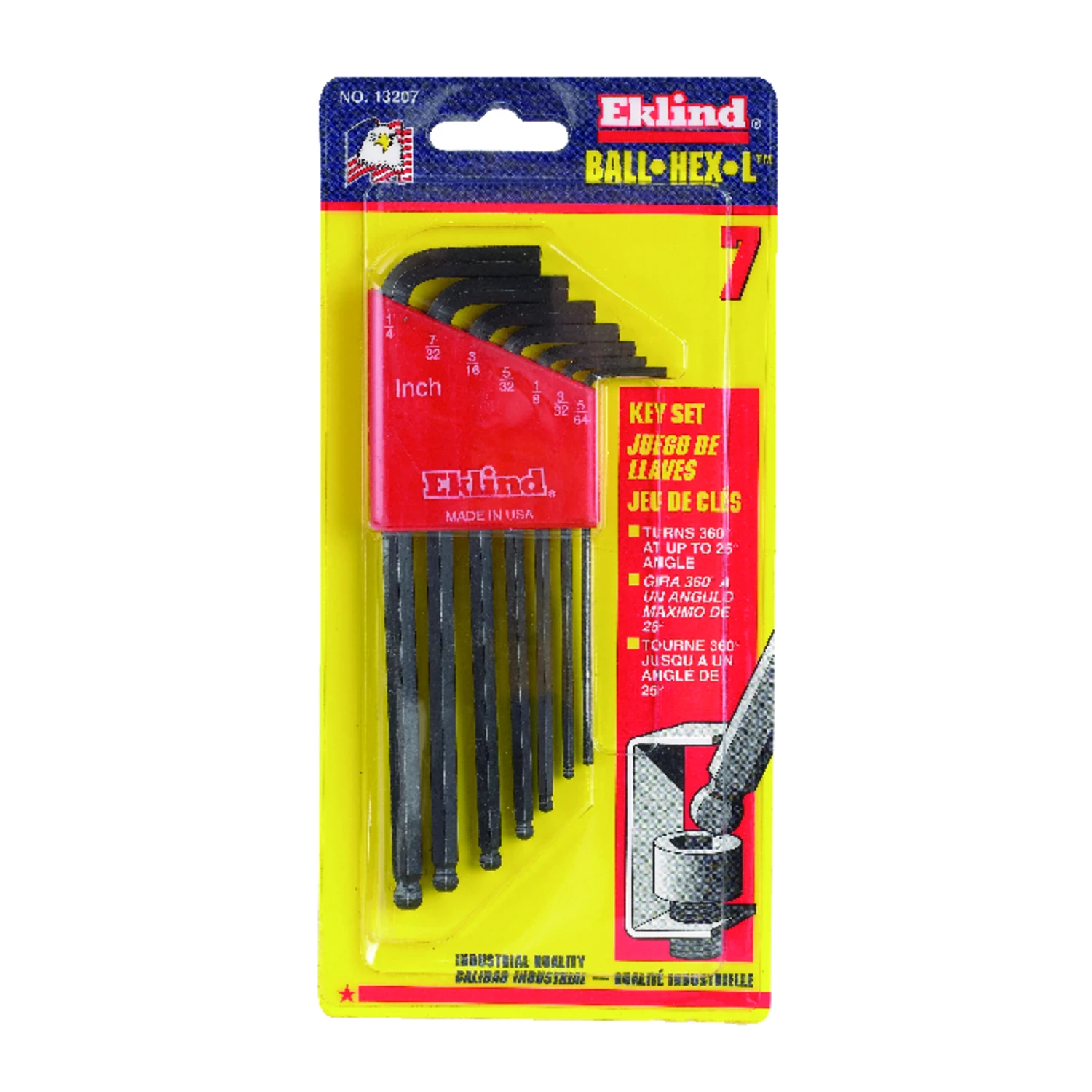 7-piece Long Arm Ball-end Hex Key Set, Sizes 5/64" To 1/4"