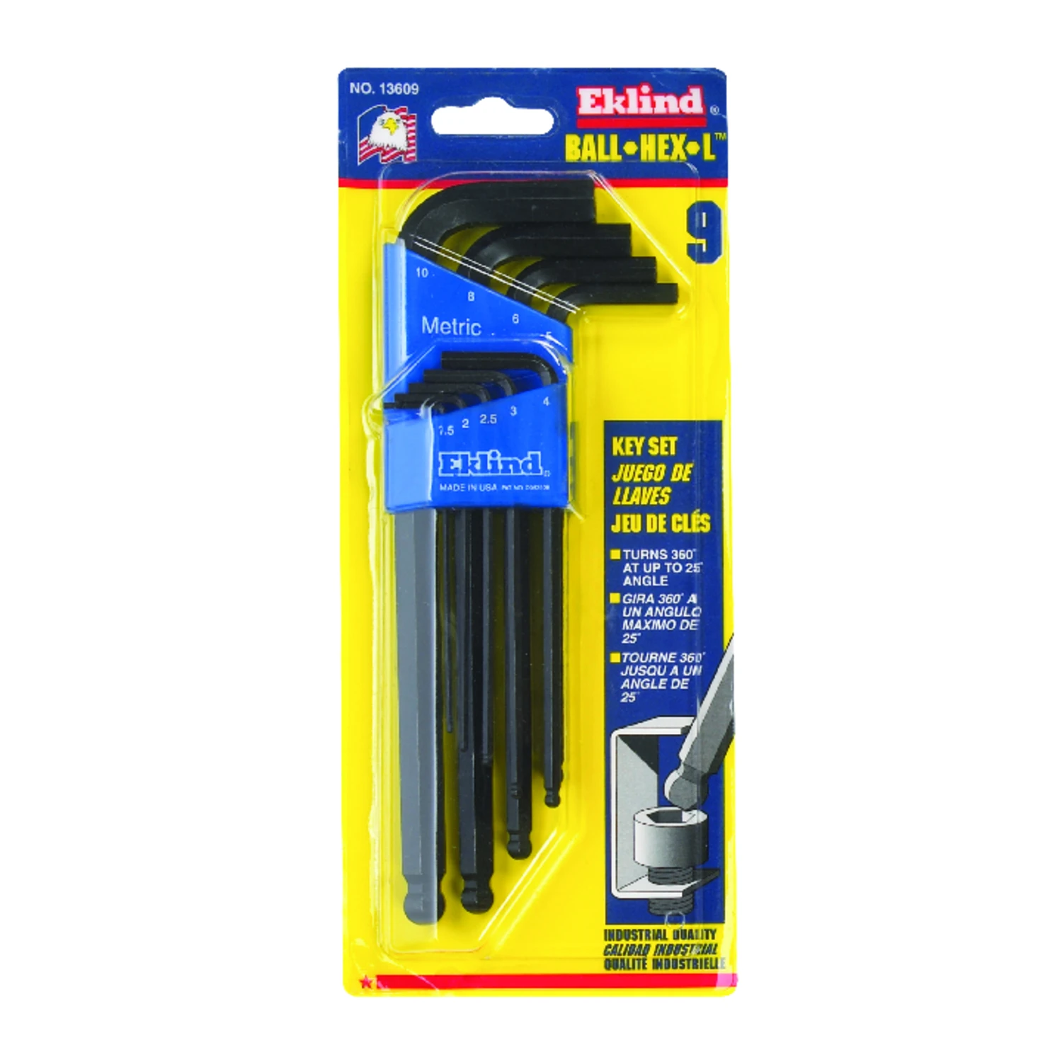 9-Piece Metric Ball-End Hex Key Set with Durable Steel Construction