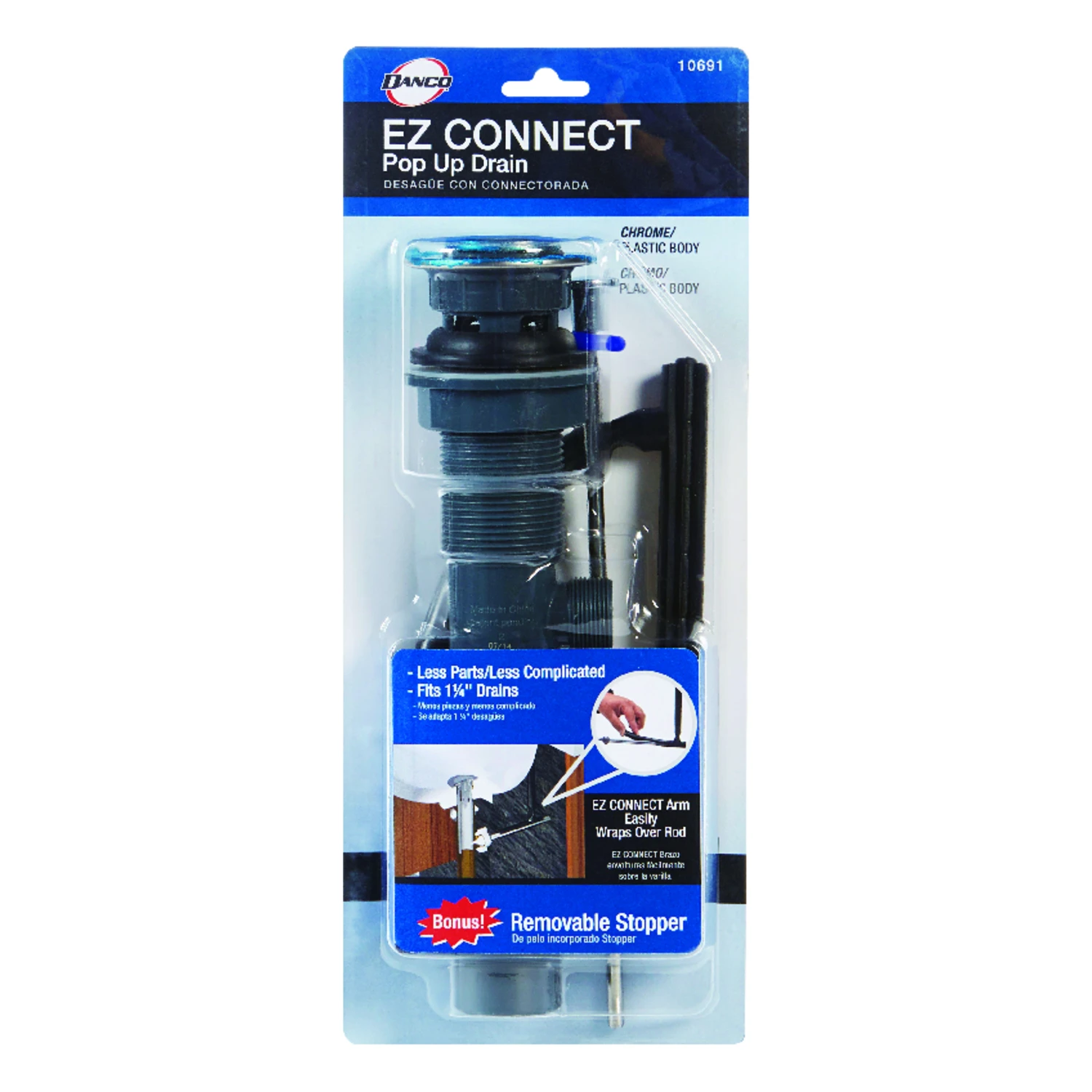 Ez Connect 1-1/4 In. Chrome-plated Plastic Pop-up Drain Assembly