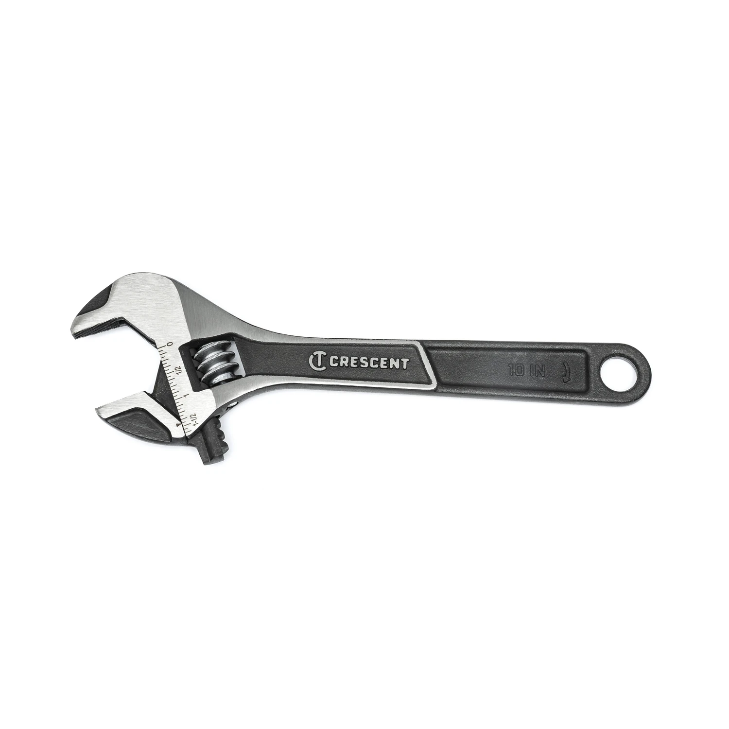 10 In. Wide Jaw Adjustable Wrench, Metric And Sae, Alloy Steel