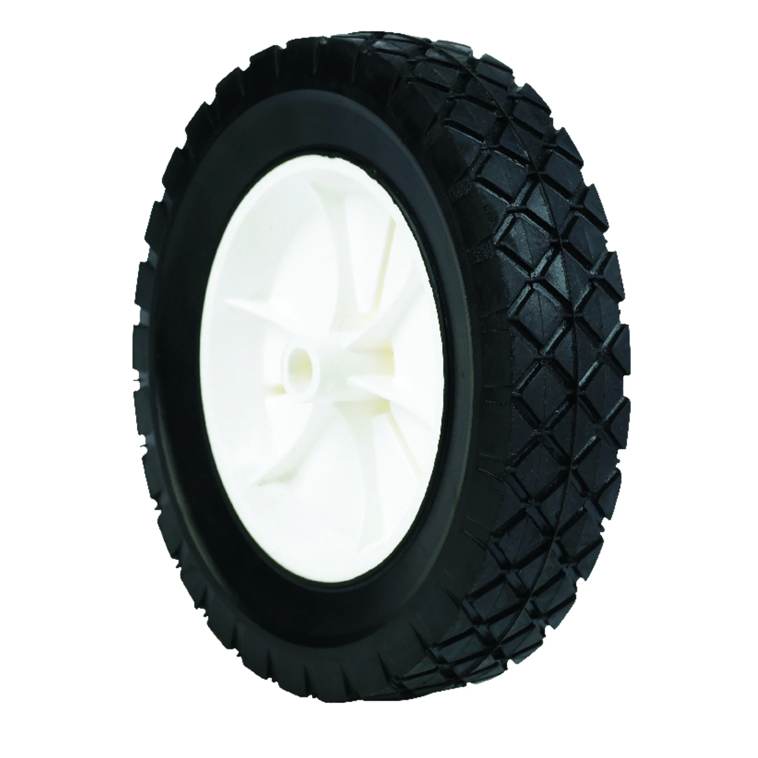 8 In. Plastic Universal Offset Replacement Lawn Mower Wheel With Nylon Bearing