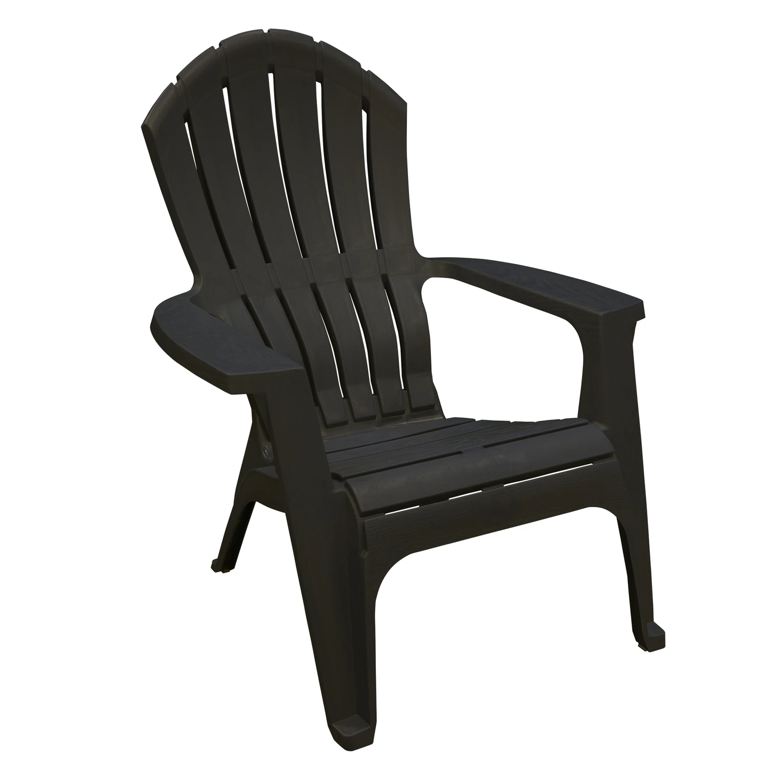 Black Resin Adirondack Chair With Lumbar Support And Stackable Design