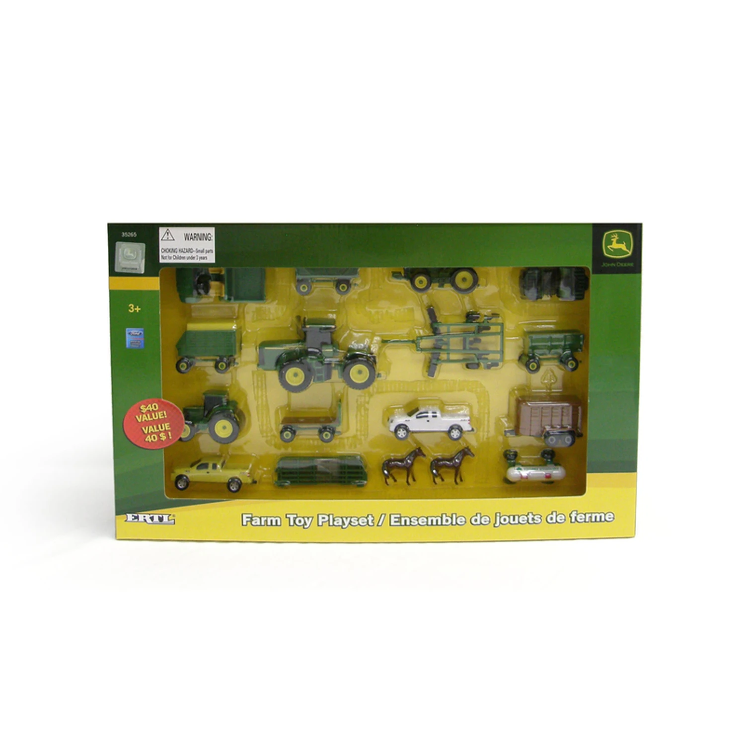 John Deere 20 Piece Vehicle Toy Set - Assorted Plastic Farm Toys
