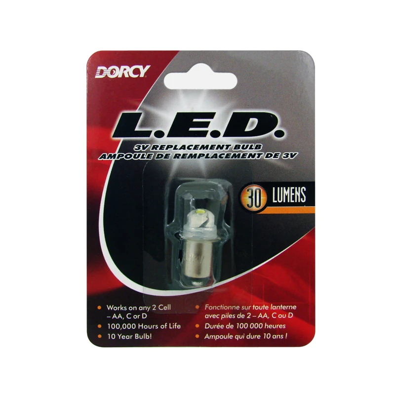 Led 3v Replacement Flashlight Bulb - 30 Lumens For Aa, C, D Flashlights