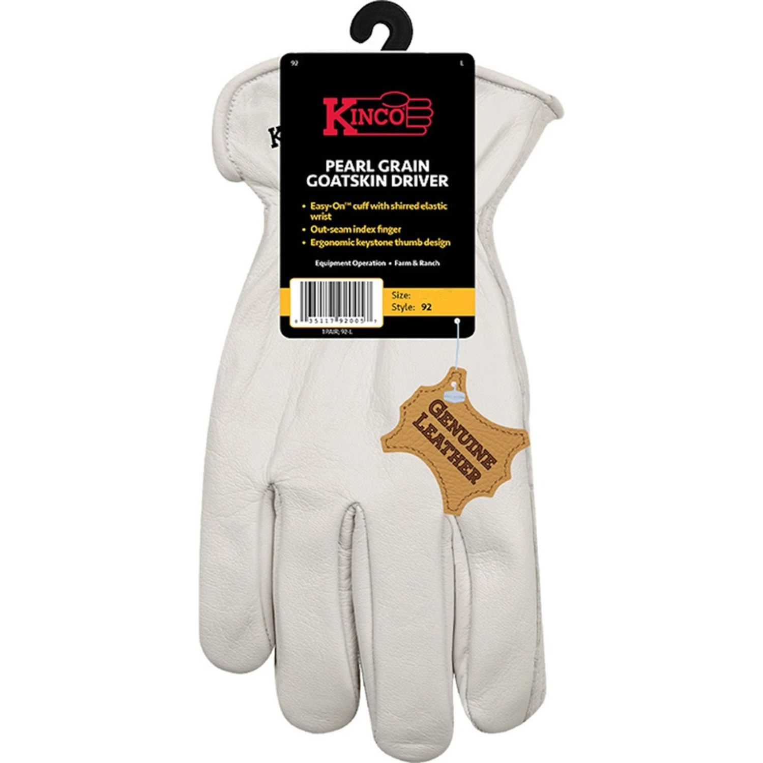 Full Grain Goatskin Leather Work Gloves for Men, Pearl Color, Large Size