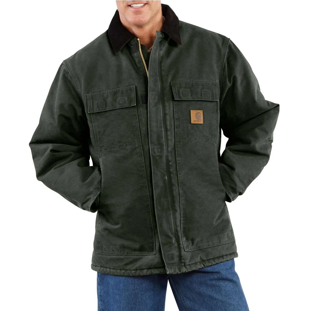 Men's Large Moss Cotton Aql Sandstone Traditional Coat - Arctic Quilt Lined