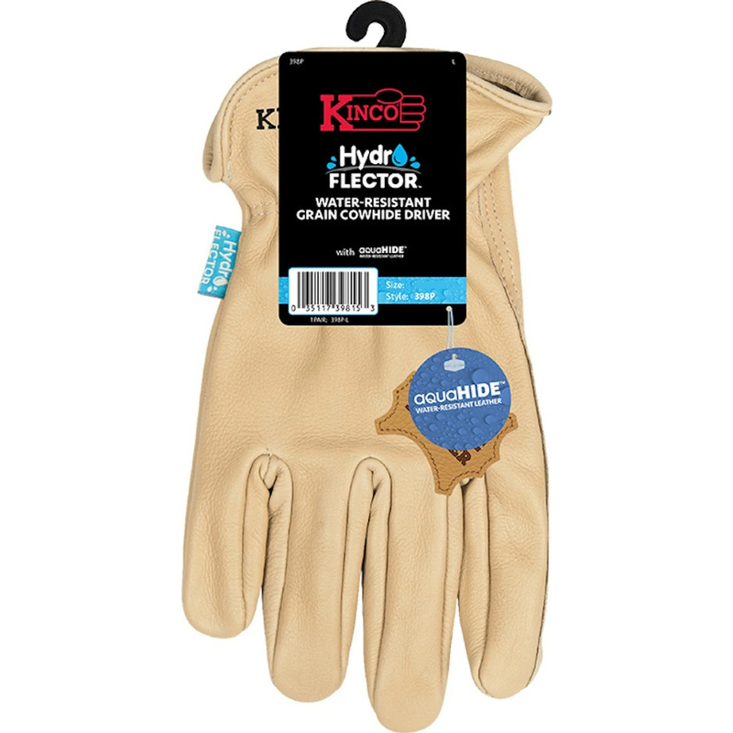 Hydroflector Cowhide Leather Driver Work Gloves for Men Size Medium