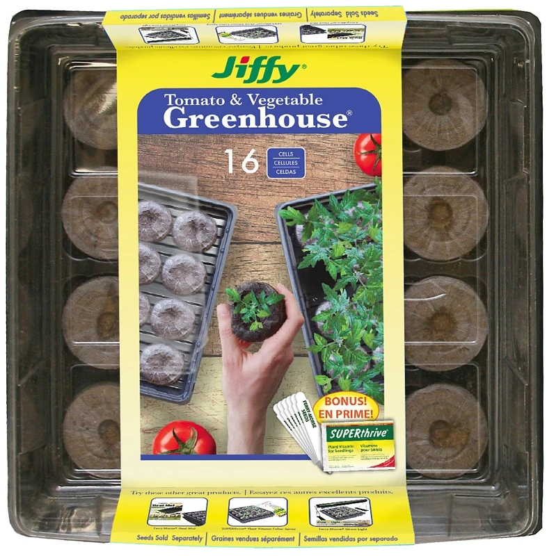 Peat Pellet Tomato Greenhouse, 11 x 11 In., 16-Count