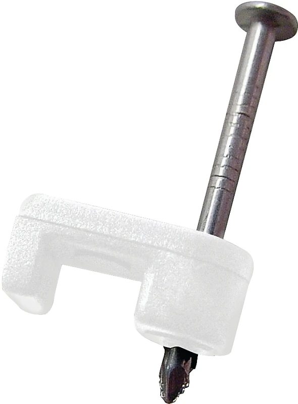 Coaxial Cable Staple, White, 1/4-In., 50-Pk.