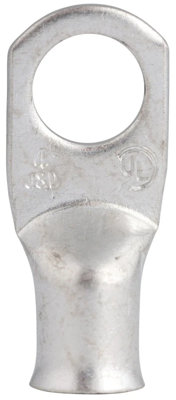 Copper Lug, Tin-Plated, 4 AWG, 3/8-In. Stud/Screw Size, 2-Pk.