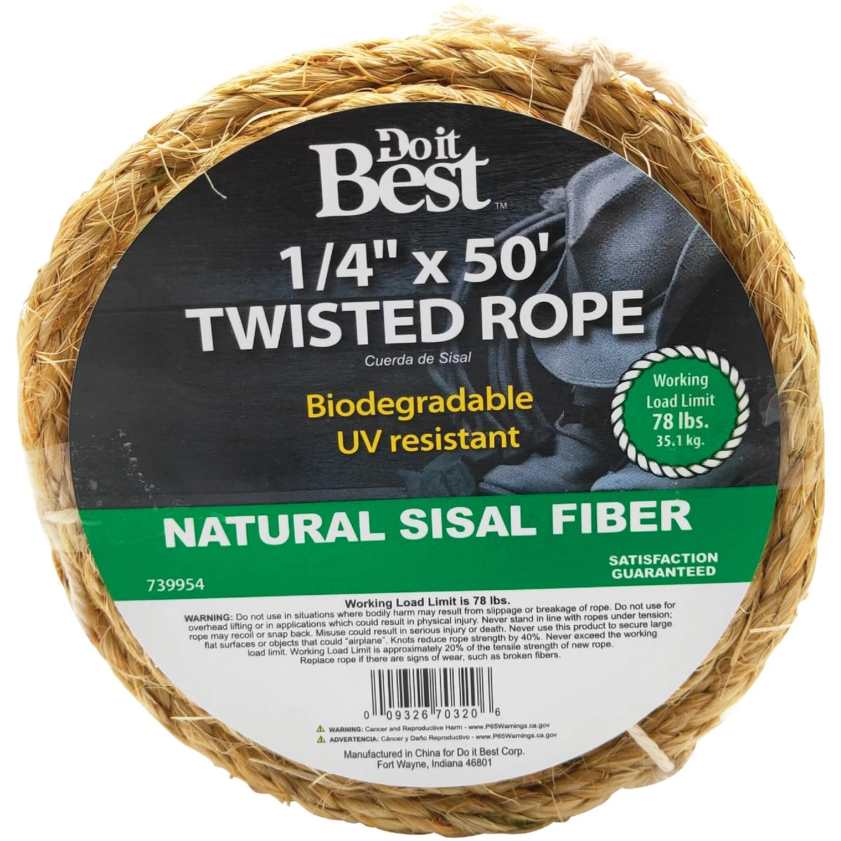 DO IT BEST SISAL ROPE 1/4 X 50FT