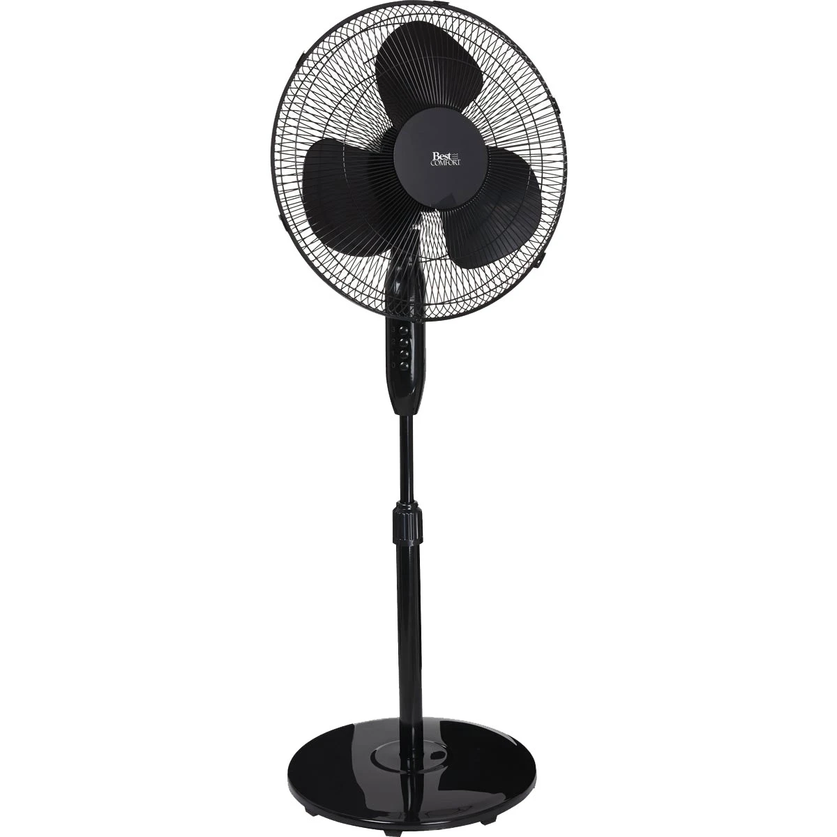 16 In. 3-speed Oscillating Pedestal Fan, Extends To 49 In. High, Black