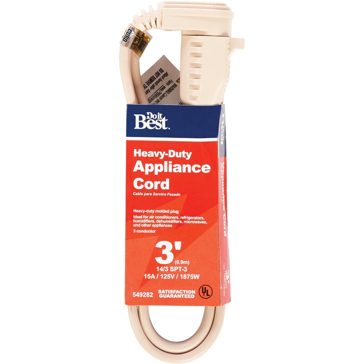 3 Ft. 14/3 15a Heavy-duty Appliance Cord - Beige