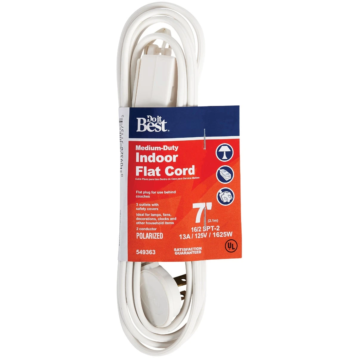 7' 16/2 WHITE FLAT CORD