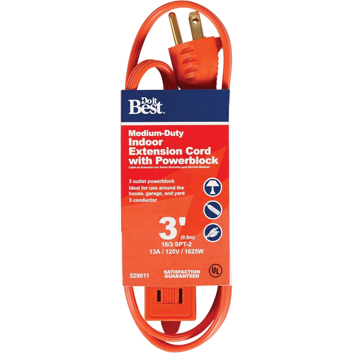 3 Ft. 16/3 Triple Tap Extension Cord With Powerblock