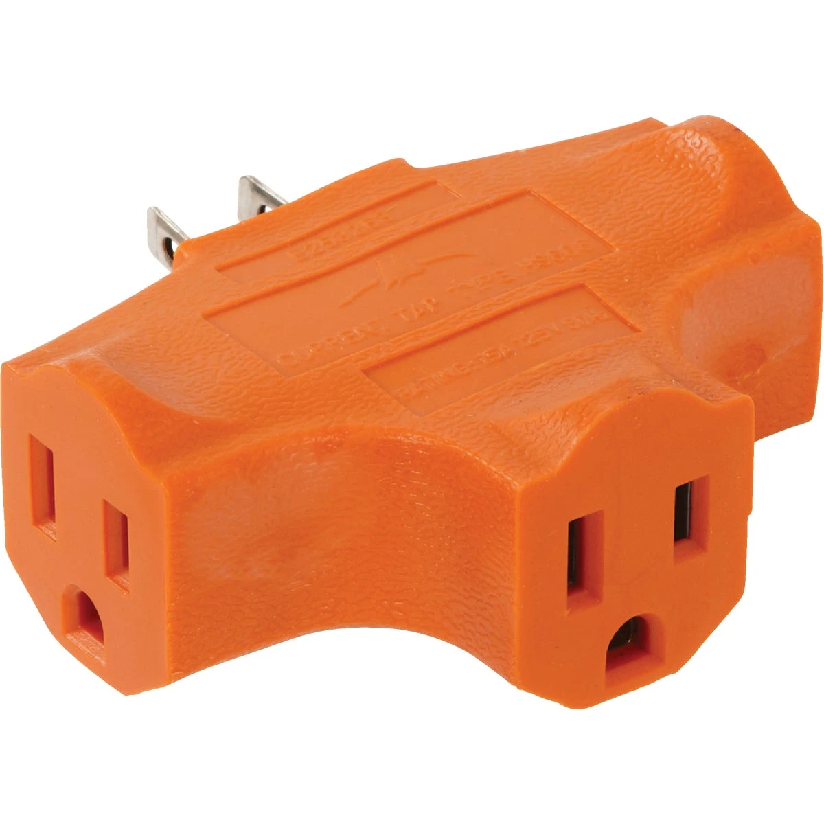Orange 15a 3-outlet Tap Adapter - Heavy-duty Vinyl Construction
