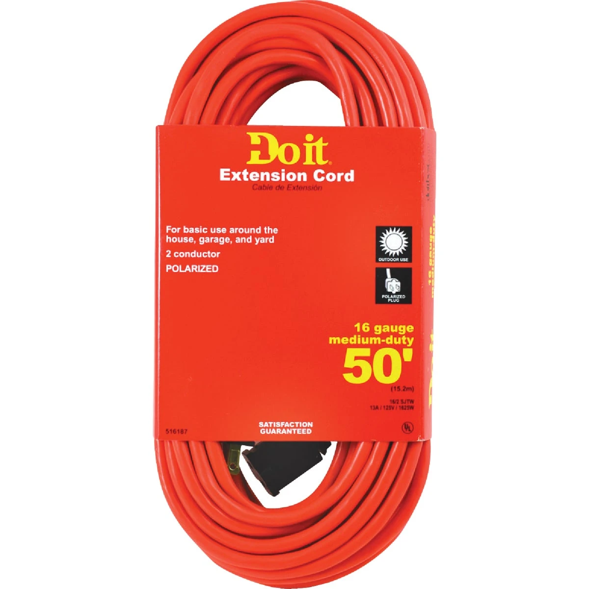 50 Ft. 16/2 Polarized Outdoor Extension Cord - Medium-duty, Ul Listed