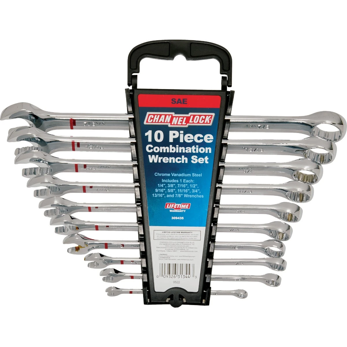 10-piece Standard 12-point Combination Wrench Set - Model 309435