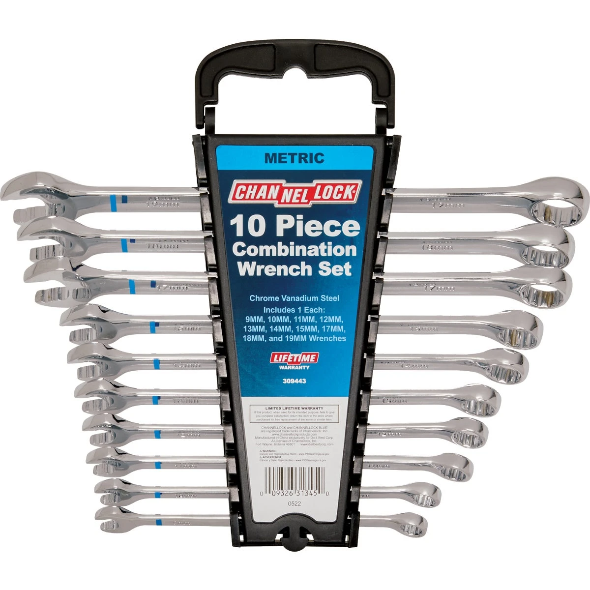 10-piece Metric 12-point Combination Wrench Set - Model 309443