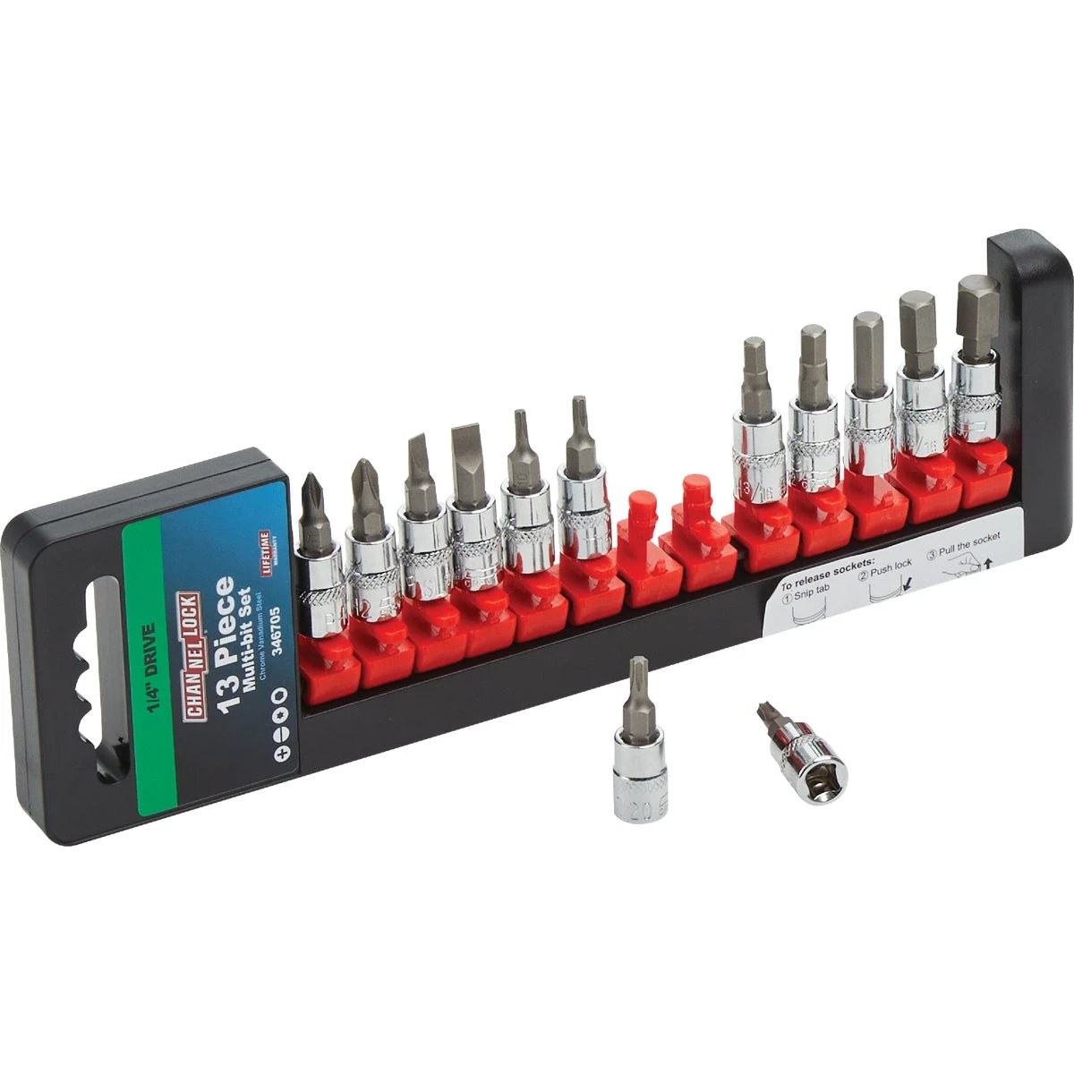 1/4 In. Drive 6-point Combination Socket Bit Set - 13-piece