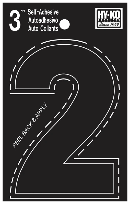 3 In. Black Vinyl Self-adhesive Number Two For Mailboxes, Trucks, And Boats
