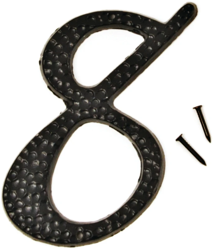 3-1/2 In. Black Hammered Aluminum House Number Eight - Die-cast