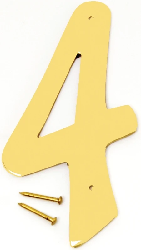 Brass House Address Number 4, Four Inch Height, Durable Metal