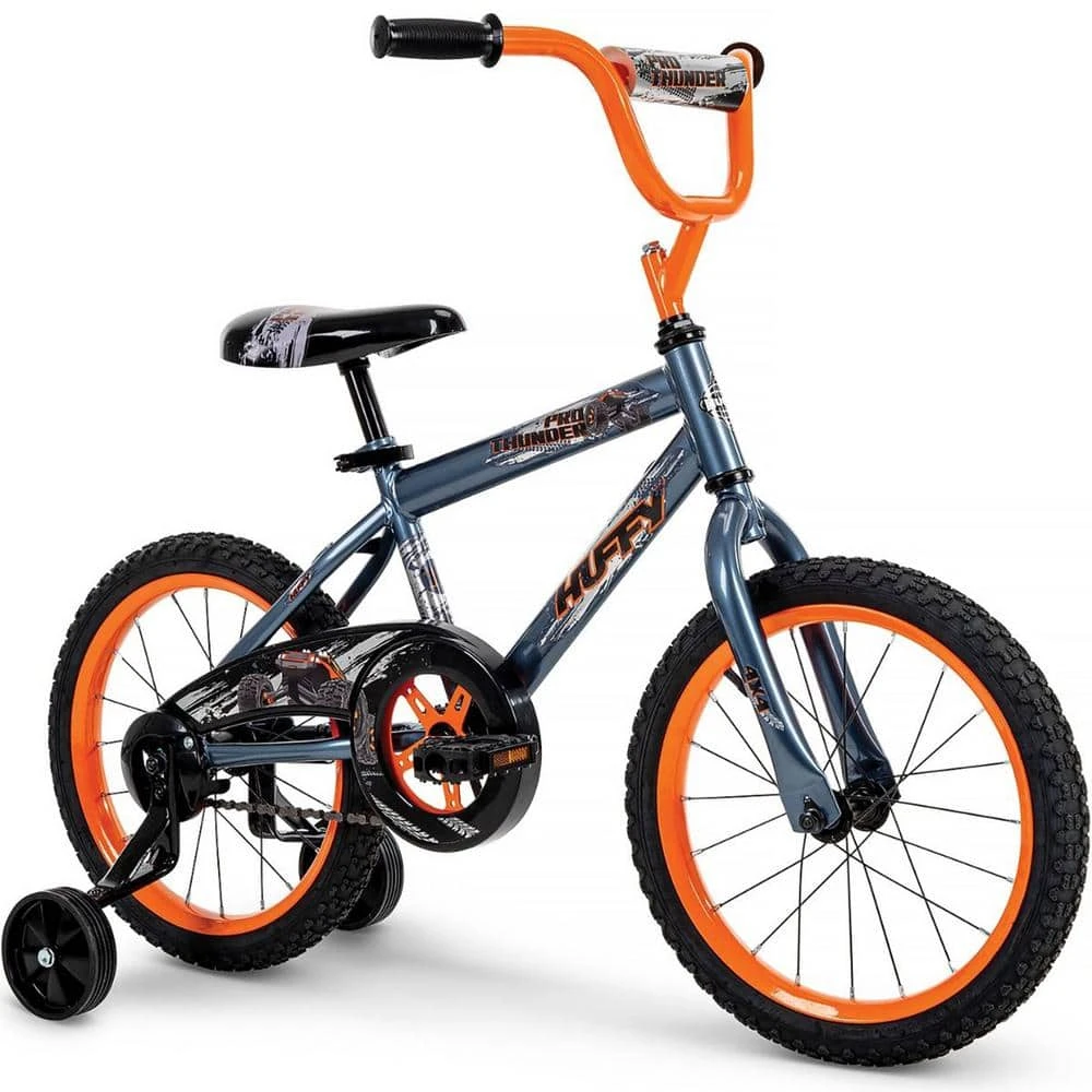 Pro Thunder 16-inch Boys' Bike With Training Wheels - Charcoal Gray