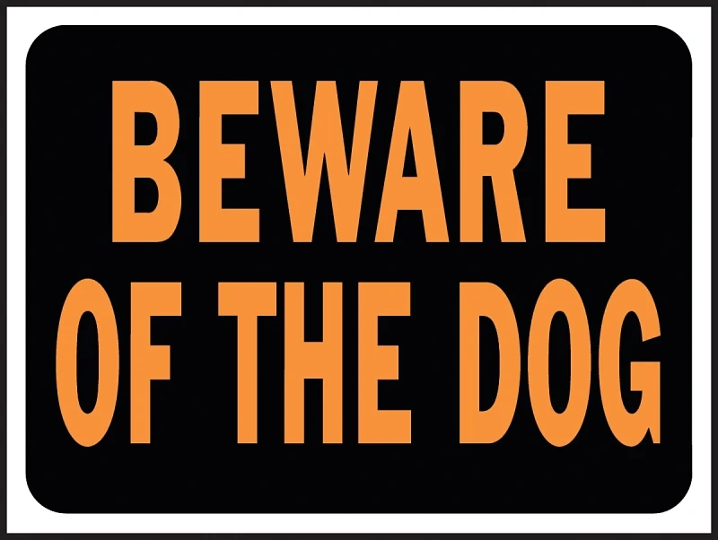 9x12 Plastic Beware Of Dog Sign - Weatherproof, Fluorescent Letters