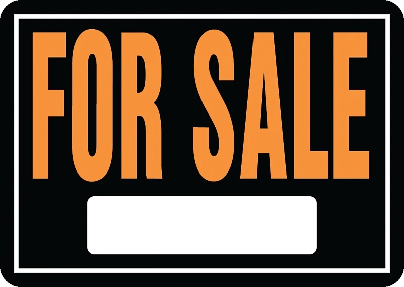 For Sale Sign, Hy-Glo Orange and Black Aluminum, 10 by 14 Inches