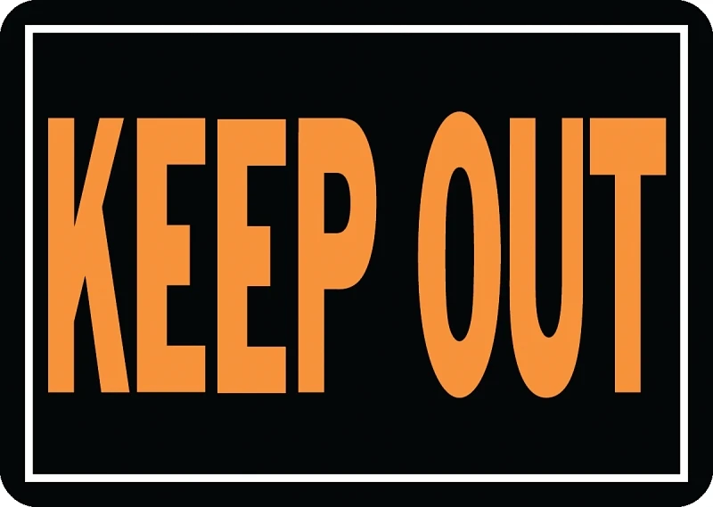 Keep Out Sign, Hy-Glo Orange and Black Aluminum, 10 Inches by 14 Inches